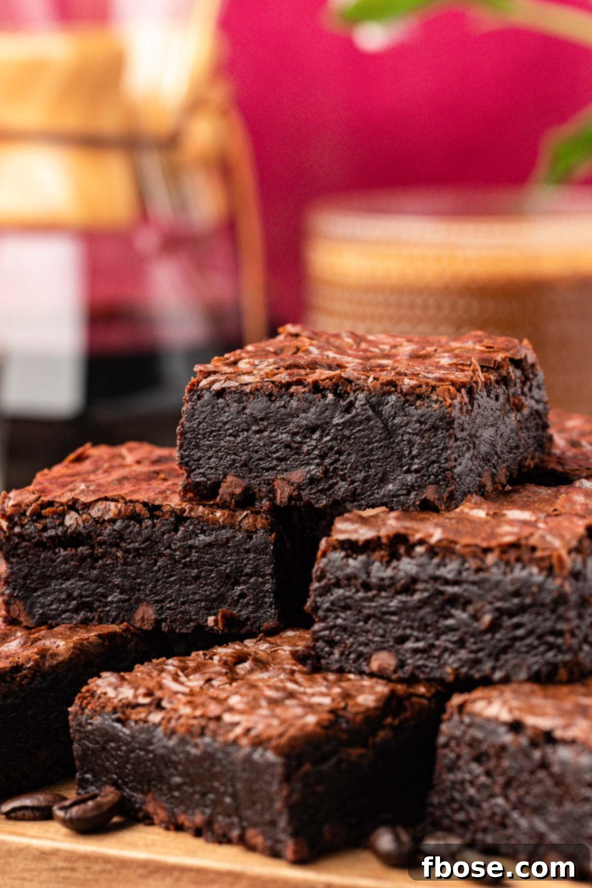 Coffee Brownies 2 Close up of a stack of brownies made with coffee.