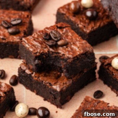 Coffee Brownies 8 Espresso brownies on a table.