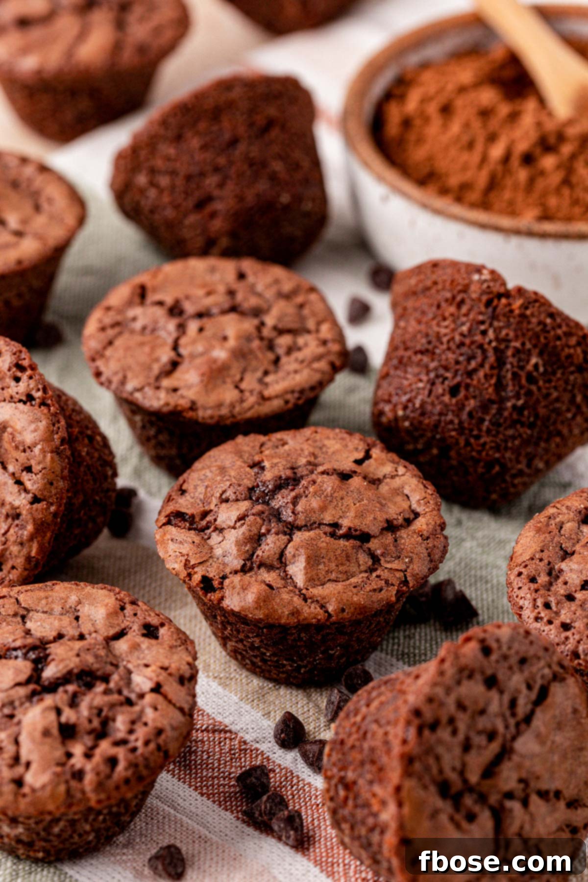 Brownie bites scattered on a surface.