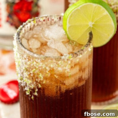 Close up of a glass with a Batanga drink in it.