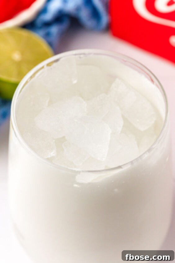 Nugget ice in a glass of fluff.