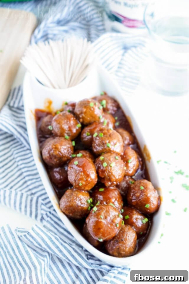 Maple Chili Meatballs served in a bowl, ready for a party spread.