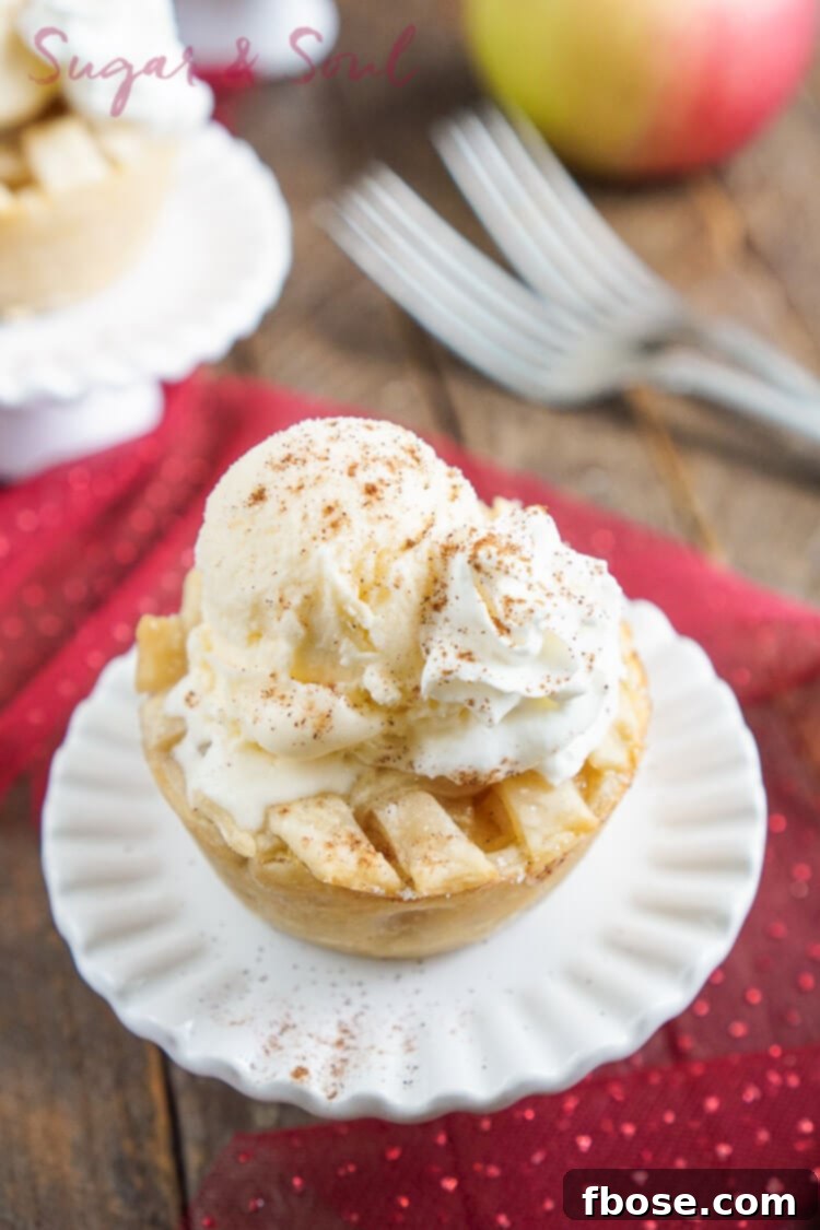 These Mini Apple Pies à la Mode are made with a premade pie crust and a sweet seasonal blend of apples and cinnamon.
