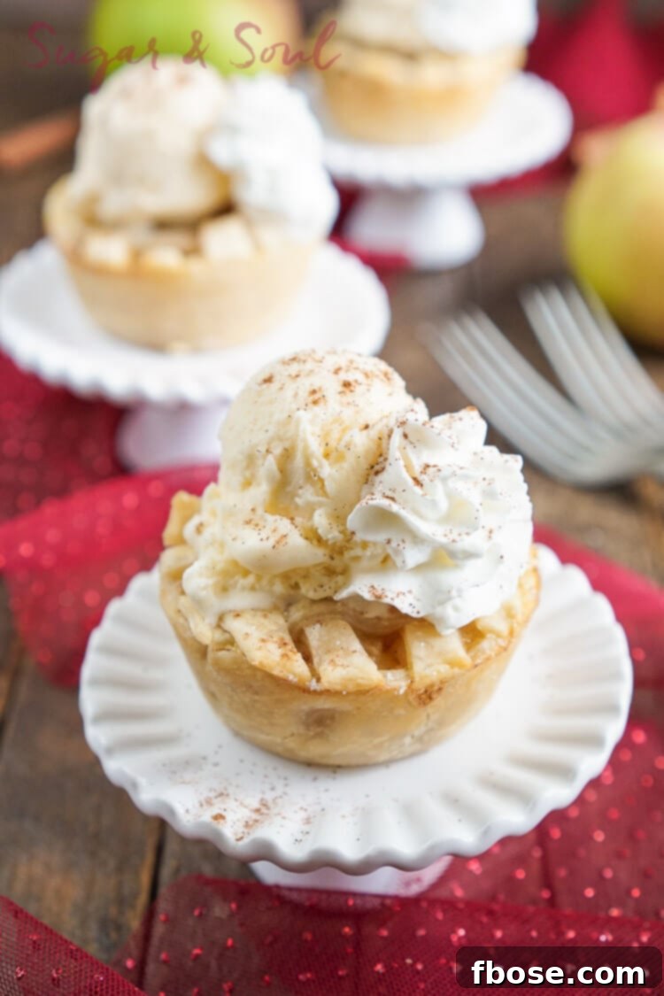 These Mini Apple Pies à la Mode are made with a premade pie crust and a sweet seasonal blend of apples and cinnamon.