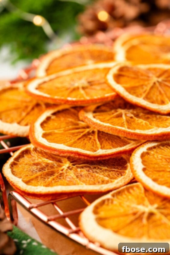 Dried orange slices on a wire rack.