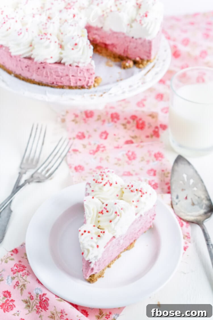 This No Bake Raspberry Cheesecake is light and creamy and loaded with tart raspberries!