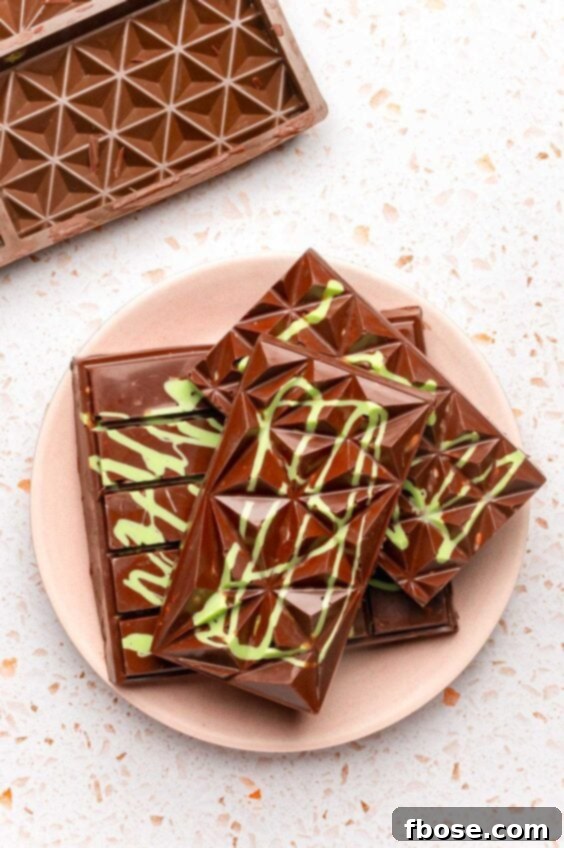 Dubai Chocolate Bars on a pink plate, ready to be served.