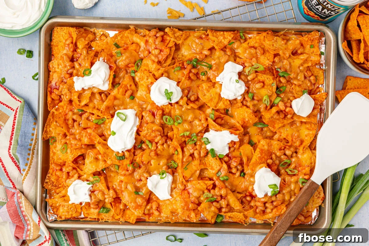 Overhead photo of a pan of Margot Robbie's Nachos.